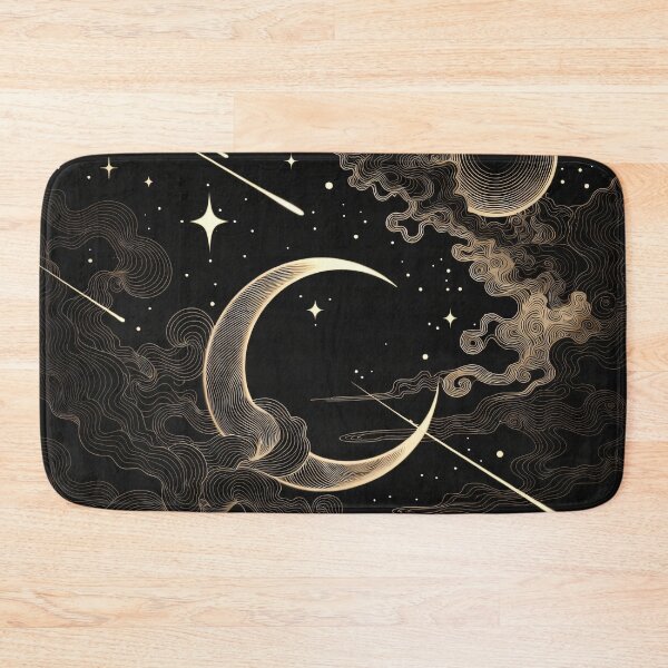 Item preview, Golden Crescent Moon and Falling Stars designed and sold by KiraChie.