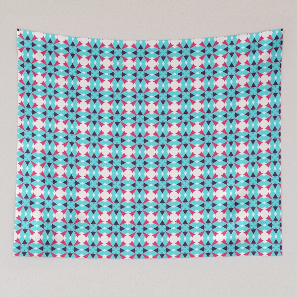 Item preview, Cute Pink Cross Fishbone Kite Interlocking Geometric Abstract Pattern Blue  designed and sold by RoyalStarsPatts.