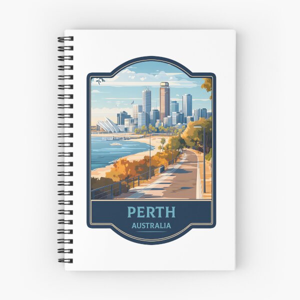 Item preview, Perth Australia – Coastal City Skyline, Swan River & Sunset Illustration Sticker designed and sold by Suzy Perez Art.