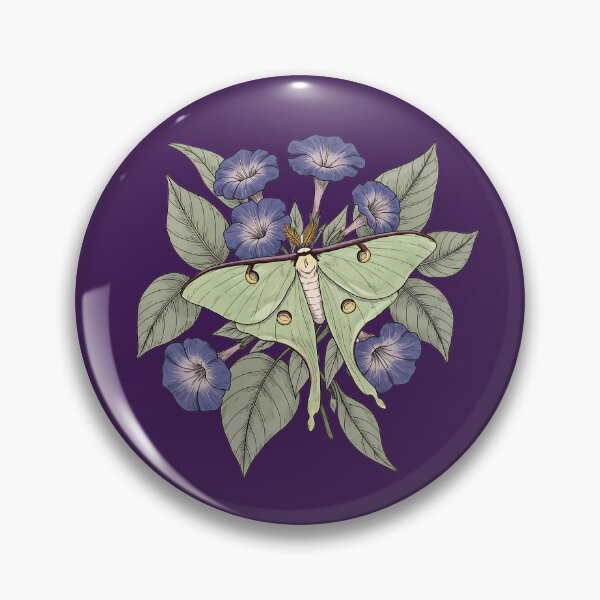 Item preview, Luna Moth with Deep Violet Morning Blooms designed and sold by BirdsnStuff.