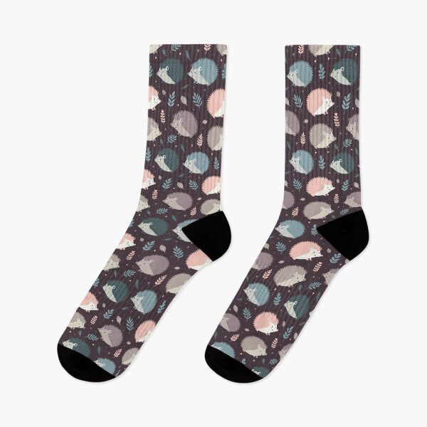 Item preview, Cute Hedgehog Seamless Pattern with Leaves – Adorable Woodland Animal Illustration in Plum designed and sold by WildLakePatterns.