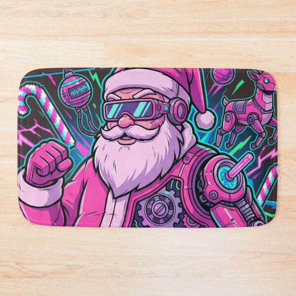 Item preview, Pink Glitchmas Santa Claus with Retro Pixel Art designed and sold by Thaivi Design.