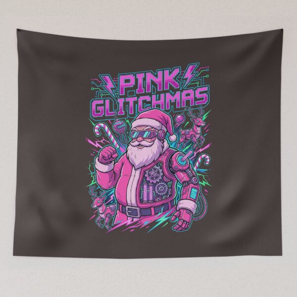 Item preview, Pink Glitchmas Santa Claus with Retro Pixel Art designed and sold by Thaivi Design.