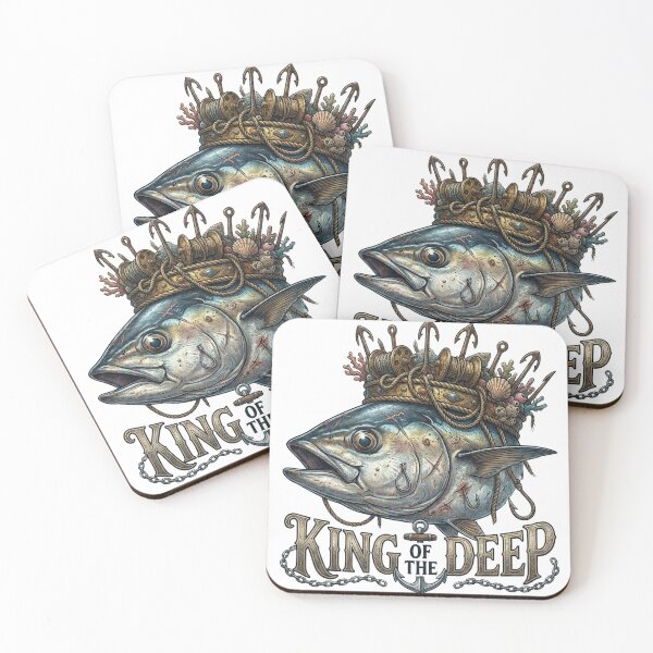 Item preview, Vintage King of the Deep Tuna Fishing Illustration designed and sold by EverBranz-stor.