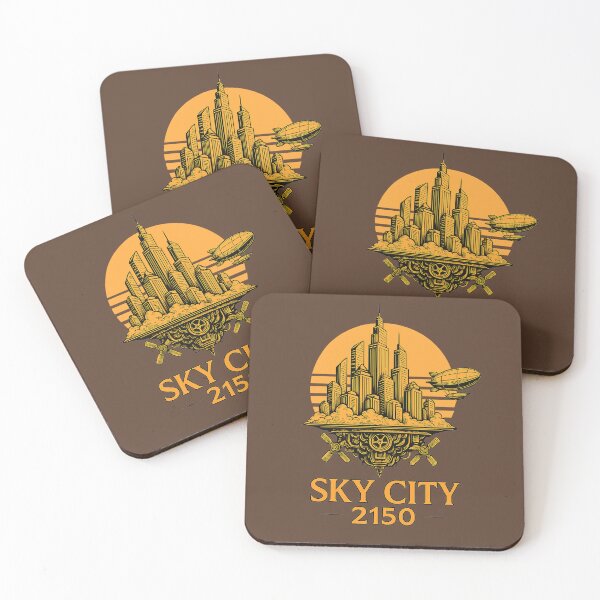 Item preview, Sky City 2150 – Floating Steampunk Metropolis at Sunset designed and sold by JaylenBlack34.