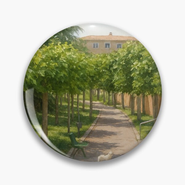 Item preview, Tree-lined promenade in Utrillas – Realistic watercolor designed and sold by Miradas del Mundo.