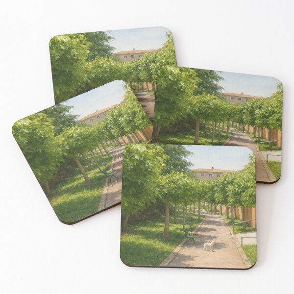 Item preview, Tree-lined promenade in Utrillas – Realistic watercolor designed and sold by Miradas del Mundo.