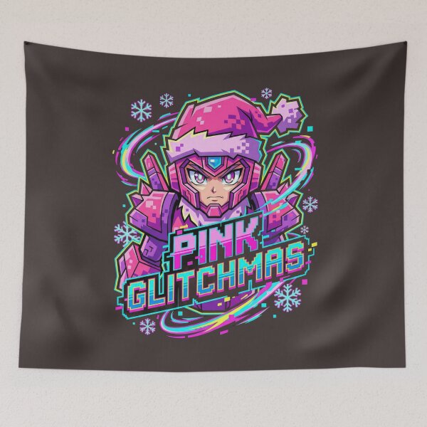 Item preview,  Pink Glitchmas Santa Claus with Retro Pixel Art designed and sold by Thaivi Design.