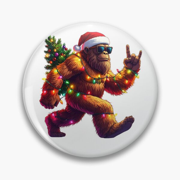 Item preview, Christmas Lit Sasquatch with Santa Hat designed and sold by bonnieleigh6902.