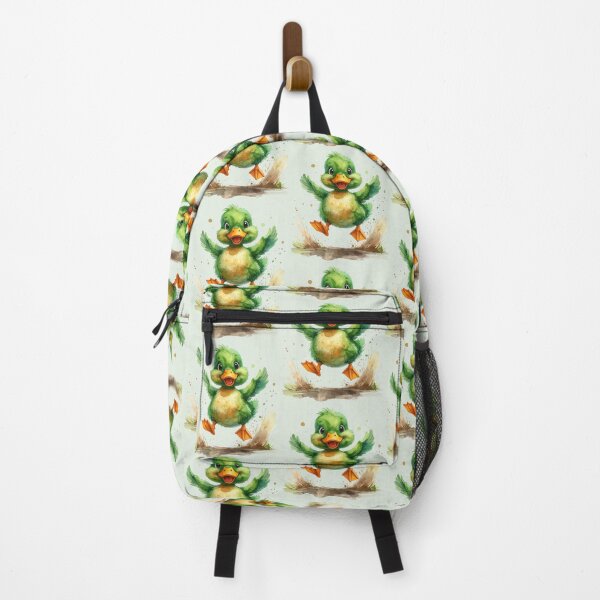 Item preview, A green duckling happily jumps into the air with a background designed and sold by LiskoDesign.
