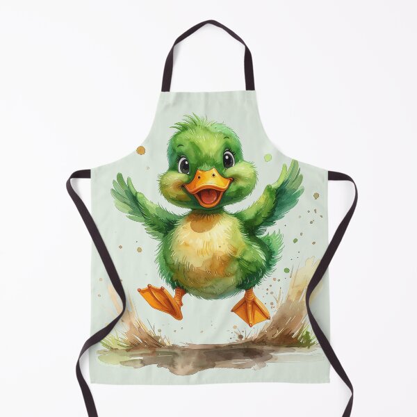 Item preview, A green duckling happily jumps into the air with a background designed and sold by LiskoDesign.