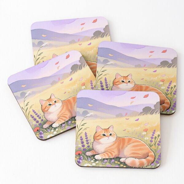 Item preview, Cat Among Wildflower Fields at Dusk designed and sold by MissKoalaJY.