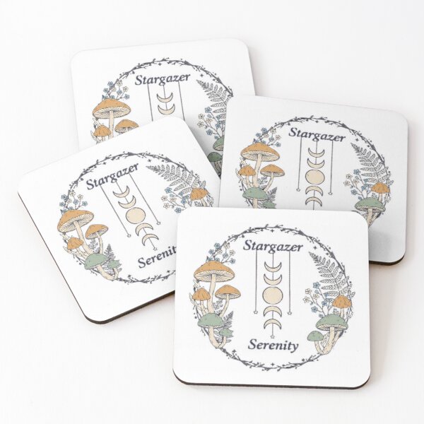 Item preview, Stargazer Serenity: Witchy Cottagecore Mushroom & Moon Phases Line Art Design designed and sold by Magounette.