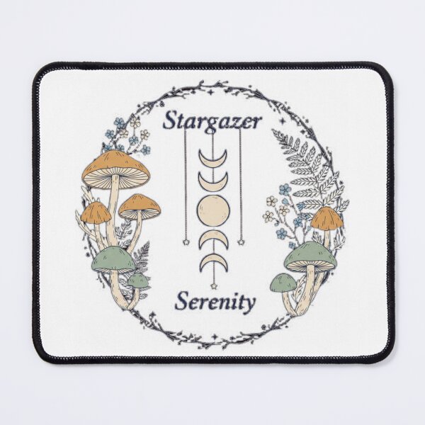 Item preview, Stargazer Serenity: Witchy Cottagecore Mushroom & Moon Phases Line Art Design designed and sold by Magounette.