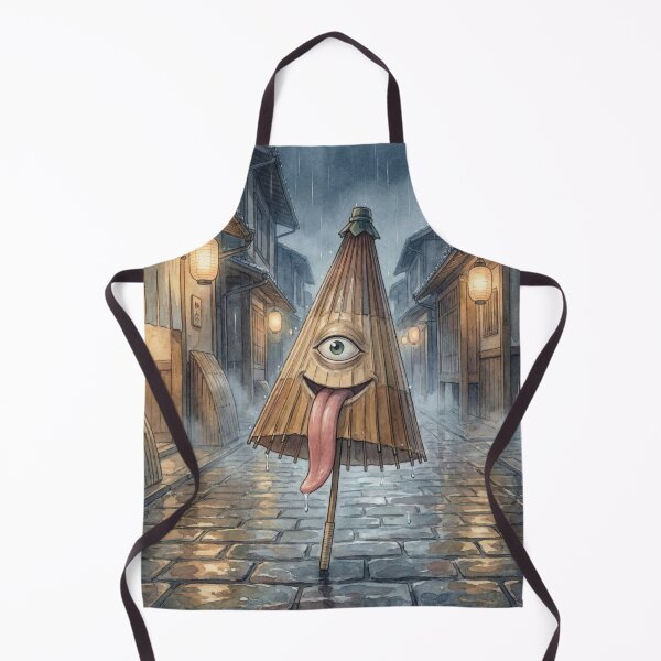 Item preview, One-Eyed Umbrella Yokai – Karakasa Obake in Rainy Edo Street | Japanese Folklore Art designed and sold by Mori-no-Akari.