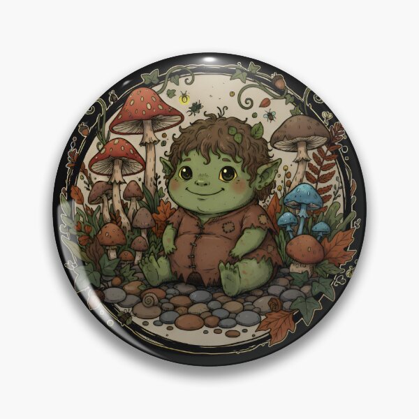 Artikelvorschau, Uroczy Leśny Stworek Chibi Fantasy | Kleiner Goblin Gnom Troll Z Grzybami Jesień | Süße Kawaii-Illustration entworfen und verkauft von Artadria.