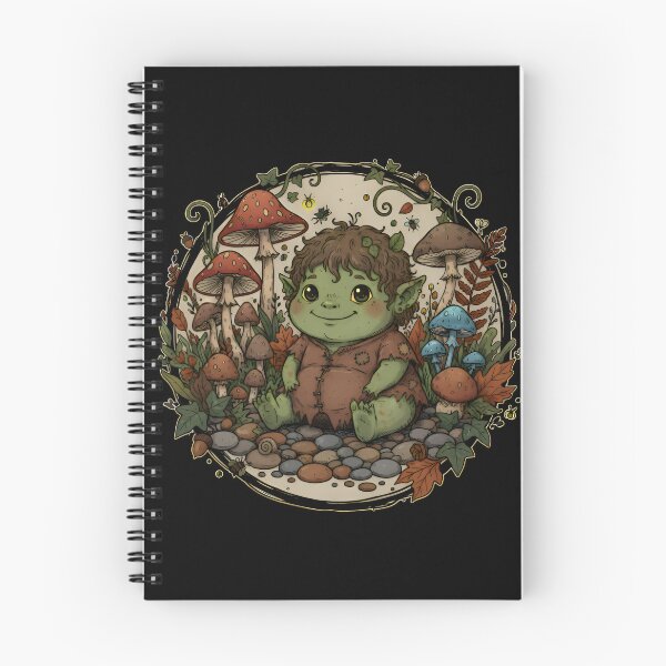 Artikelvorschau, Uroczy Leśny Stworek Chibi Fantasy | Kleiner Goblin Gnom Troll Z Grzybami Jesień | Süße Kawaii-Illustration entworfen und verkauft von Artadria.