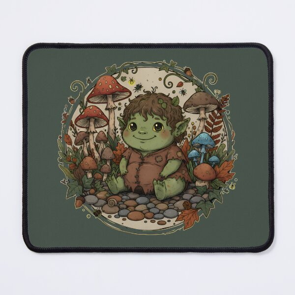 Item preview, Uroczy Leśny Stworek Chibi Fantasy | Mały Goblin Gnom Troll Z Grzybami Jesień | Cute Kawaii Ilustracja designed and sold by Artadria.