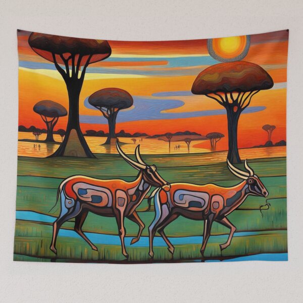 Item preview, Antelopes crossing the Savannah designed and sold by George Hutton Hunter.