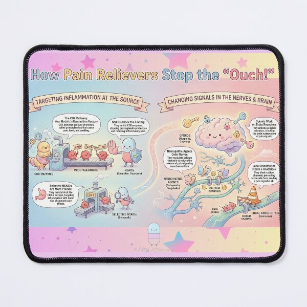Item preview, How Pain Relievers Stop the Ouch! Pharmacology Mechanism of Action Guide designed and sold by sociallyawkw.