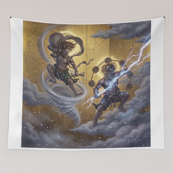 Item preview, Fujin & Raijin – Japanese Storm Gods | Thunder & Wind Deities Art designed and sold by Mori-no-Akari.
