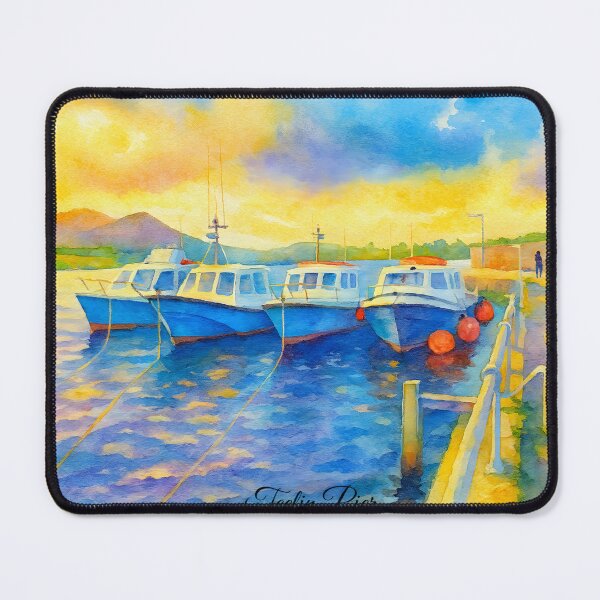 Item preview, Teelin Pier Carrick Co Donegal Ireland watercolor designed and sold by OliDesigns.