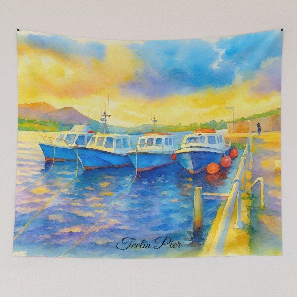 Item preview, Teelin Pier Carrick Co Donegal Ireland watercolor designed and sold by OliDesigns.
