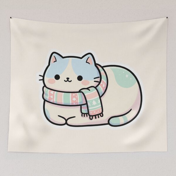 Item preview, Cozy Winter Loaf Cat Sticker – Cute Calm Cat with Scarf Aesthetic designed and sold by MuseAI.