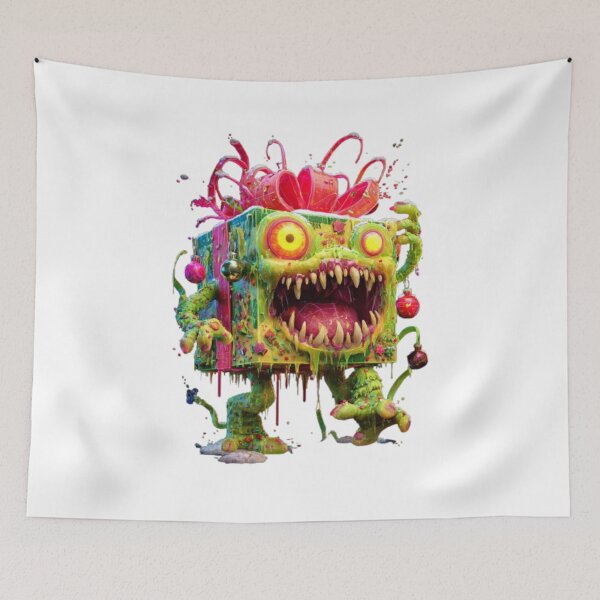 Item preview, Christmas Gift Box Monster Horror Art designed and sold by AlexLineArt.