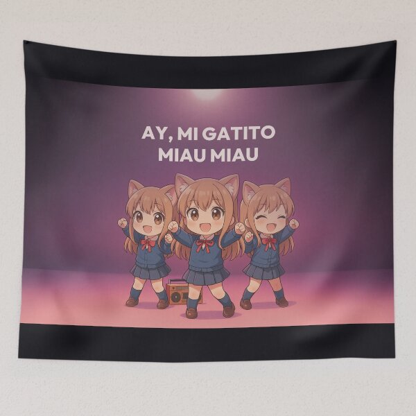 Item preview, AY, MI GATITO MIAU MIAU - Happy Kawaii Cat Meme Dance Illustration designed and sold by Mog Mog Eatalot – Tokyo x A’dam Mashup.