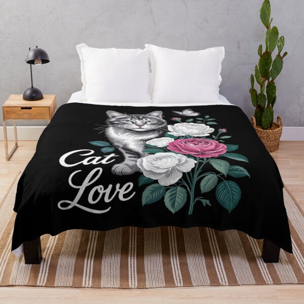 Item preview, Cat with Roses and Butterflies, Women Floral designed and sold by RoyTill0Art.