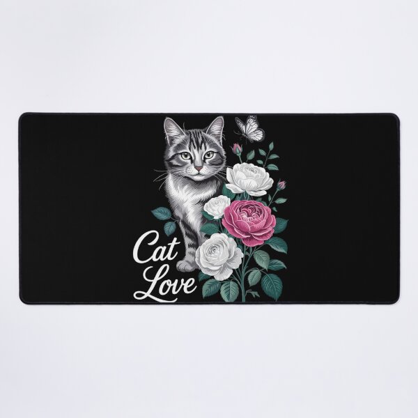 Item preview, Cat with Roses and Butterflies, Women Floral designed and sold by RoyTill0Art.