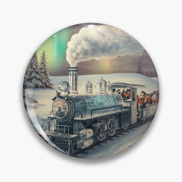 Item preview, Penguin Polar Express Train Under Aurora Borealis - Cute Christmas Winter Fantasy Art designed and sold by TitanRN.
