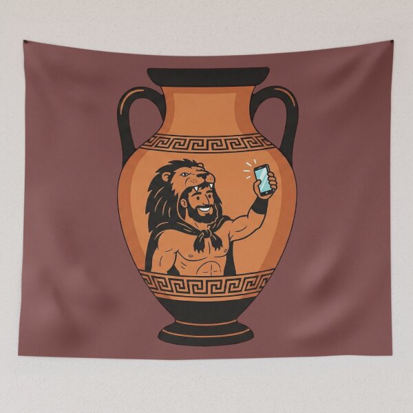 Item preview, Hercules Selfie "Fit Check" - Funny Greek Mythology Vase designed and sold by MythoWorldddd.