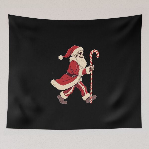 Item preview, Santa Skeleton Walking | Candy Cane Staff Vector designed and sold by ColorSplash123.