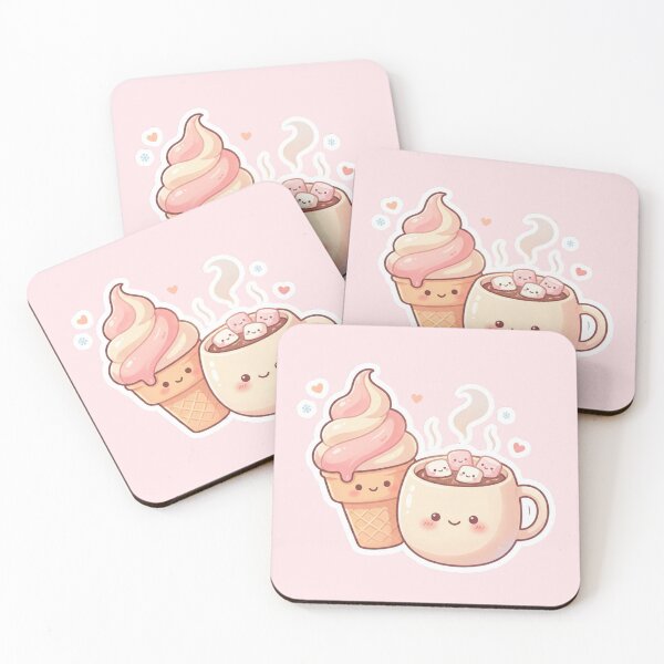 Item preview, Cute Winter Ice Cream and Hot Chocolate – Cozy Kawaii Dessert Art designed and sold by MuseAI.