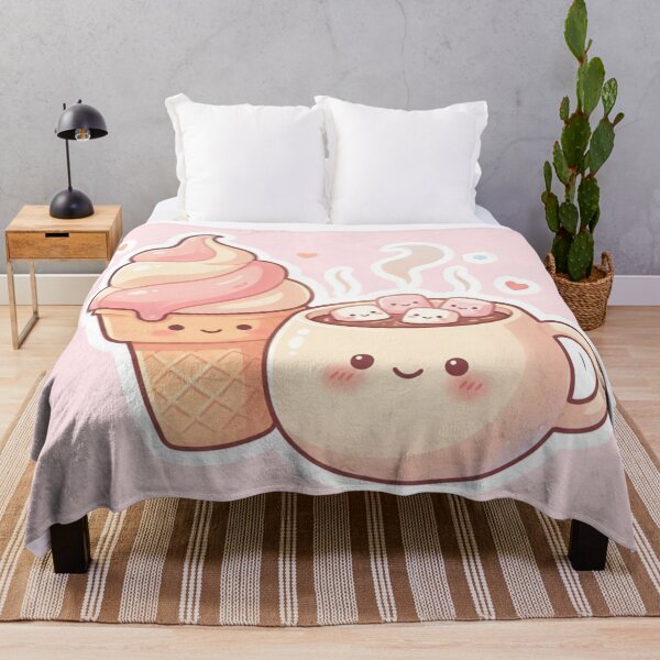 Item preview, Cute Winter Ice Cream and Hot Chocolate – Cozy Kawaii Dessert Art designed and sold by MuseAI.