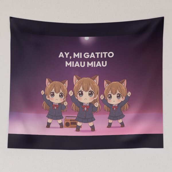 Item preview, AY, MI GATITO MIAU MIAU - Cute Kawaii Cat Meme Dance Illustration designed and sold by Mog Mog Eatalot – Tokyo x A’dam Mashup.
