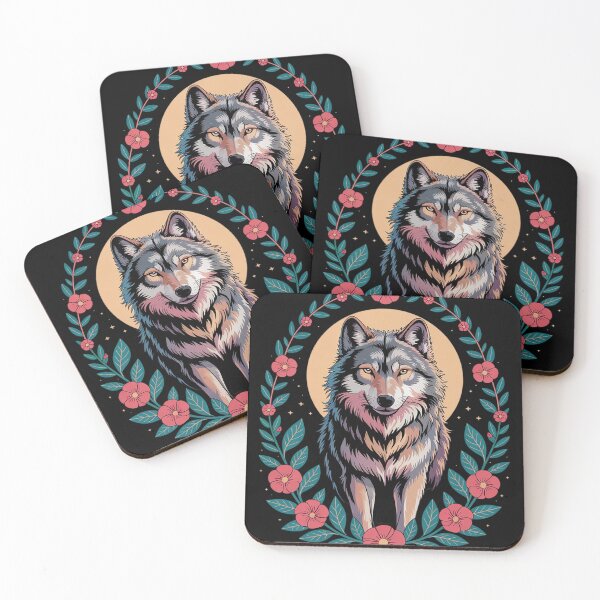 Item preview, Colorful Wolf Animal Moon and Botanical Floral  designed and sold by RoyTill0Art.
