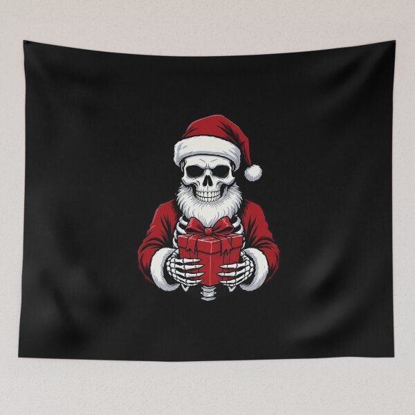 Item preview, Santa Skeleton With Skull Gift | Funny Gothic Christmas Vector designed and sold by ColorSplash123.