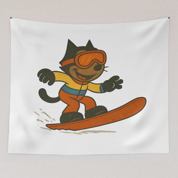 Item preview, FELIX CAT ON THE SLOPE ALL TANNED WITH A SNOWBOARD designed and sold by infinitearte.