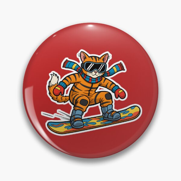 Item preview, COLORFUL CARTOON OF A CAT WITH A SNOWBOARD designed and sold by infinitearte.