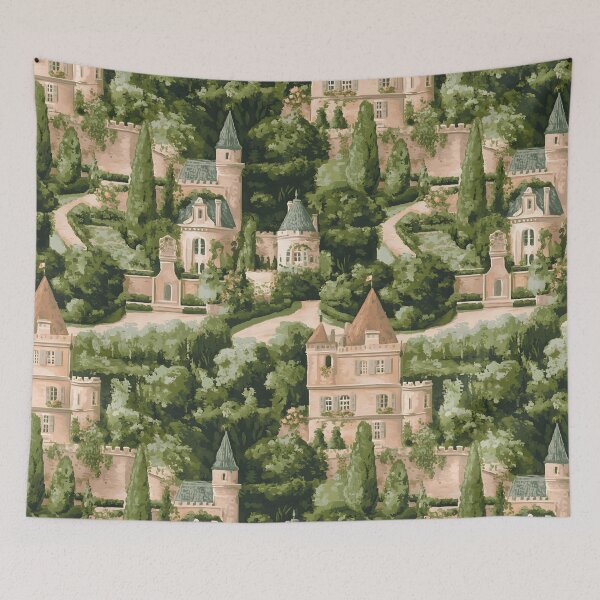 Item preview, Lush castles and gardens of Loire Valley gouache painting designed and sold by SophieClimaArt.