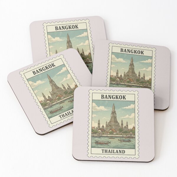 Item preview, Vintage Bangkok Stamp – Wat Arun & Chao Phraya River designed and sold by allaboutstamps.