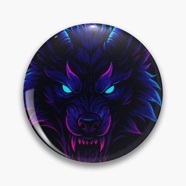 Item preview, Neon Demon Wolf – Cyber Hellhound Fantasy Art designed and sold by GolabMagic.
