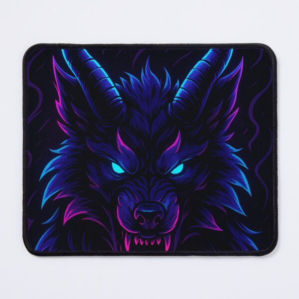 Item preview, Neon Demon Wolf – Cyber Hellhound Fantasy Art designed and sold by GolabMagic.