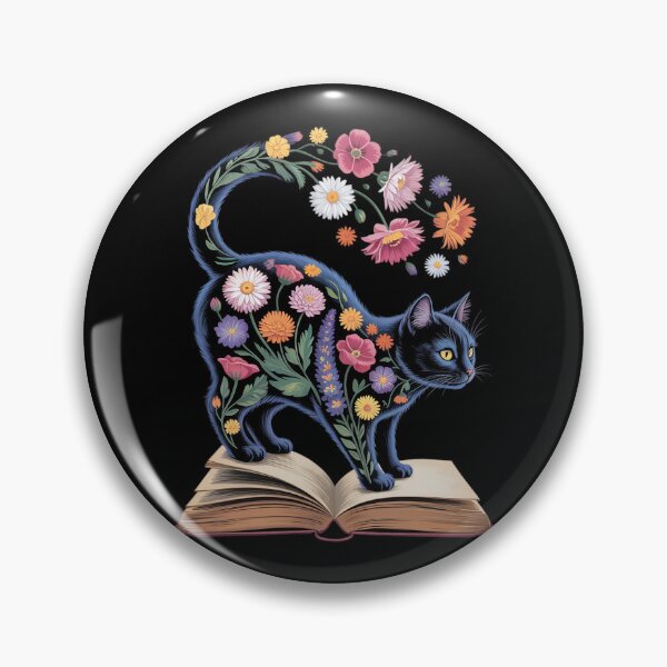 Item preview, Cute Black Cat Book Flowers Floral  designed and sold by RoyTill0Art.