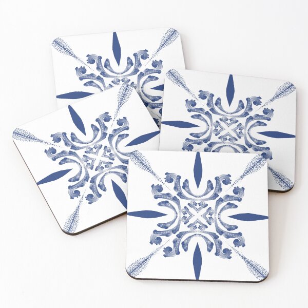 Item preview, Indigo Minimal Geometric Tile Seamless Pattern with Ornamental Accents designed and sold by SGStudio_Thailand.