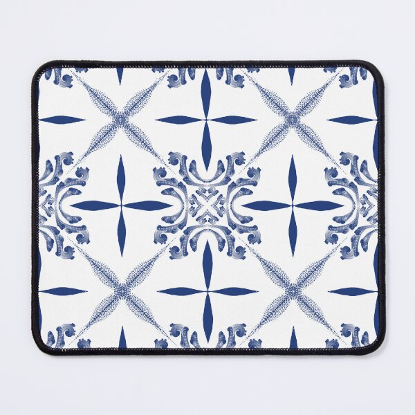 Item preview, Indigo Minimal Geometric Tile Seamless Pattern with Ornamental Accents designed and sold by SGStudio_Thailand.