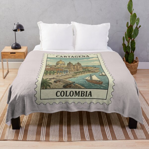 Item preview, Vintage Cartagena Stamp – Walled City & Cathedral designed and sold by allaboutstamps.